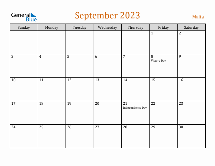 September 2023 Holiday Calendar with Sunday Start