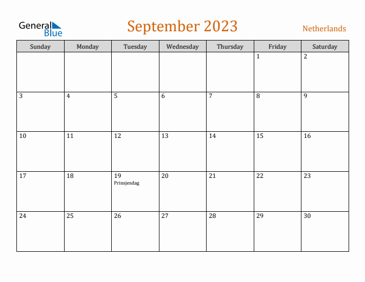 September 2023 Holiday Calendar with Sunday Start