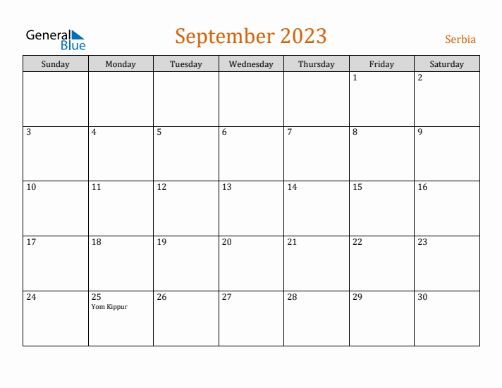 September 2023 Holiday Calendar with Sunday Start