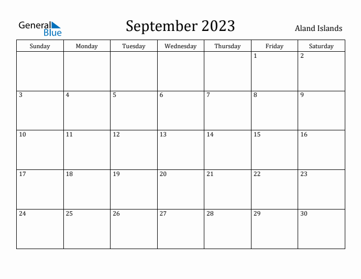 September 2023 Calendar Aland Islands