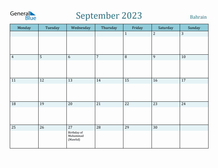 September 2023 Calendar with Holidays