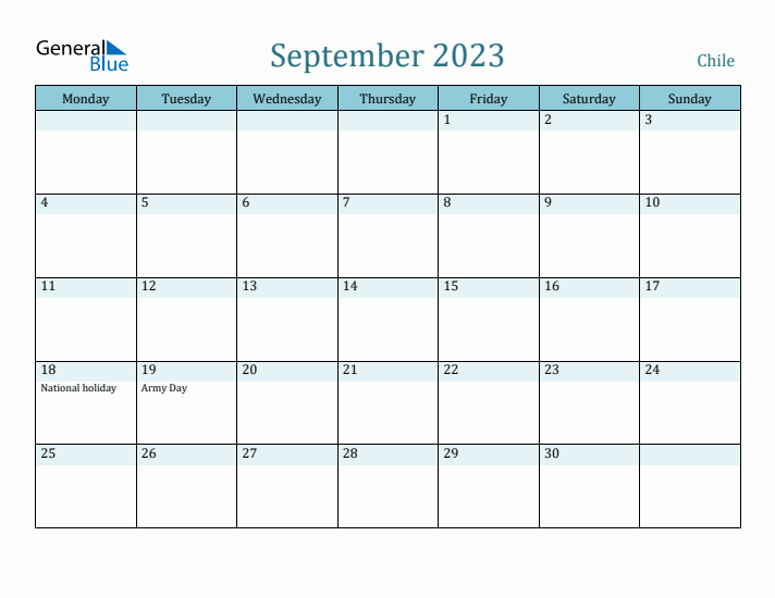 September 2023 Calendar with Holidays