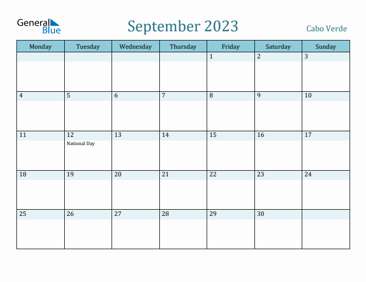 September 2023 Calendar with Holidays