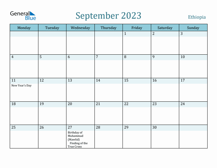 September 2023 Calendar with Holidays