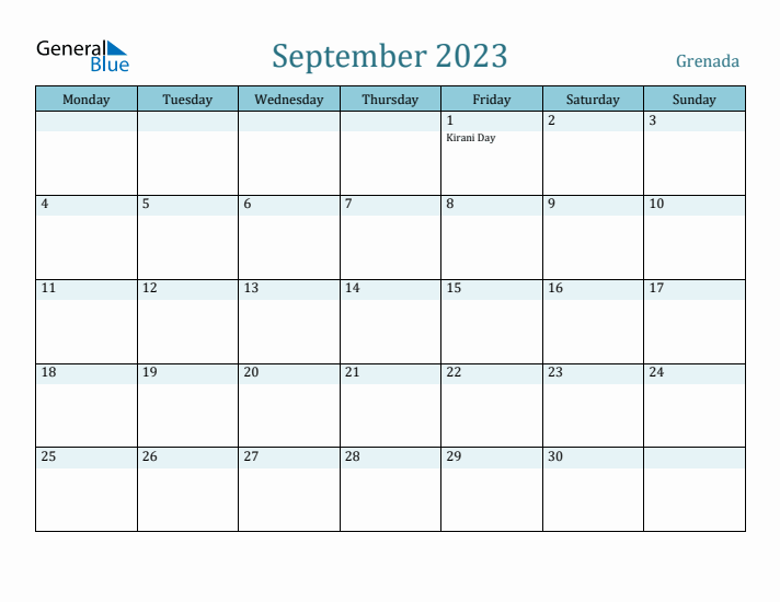 September 2023 Calendar with Holidays