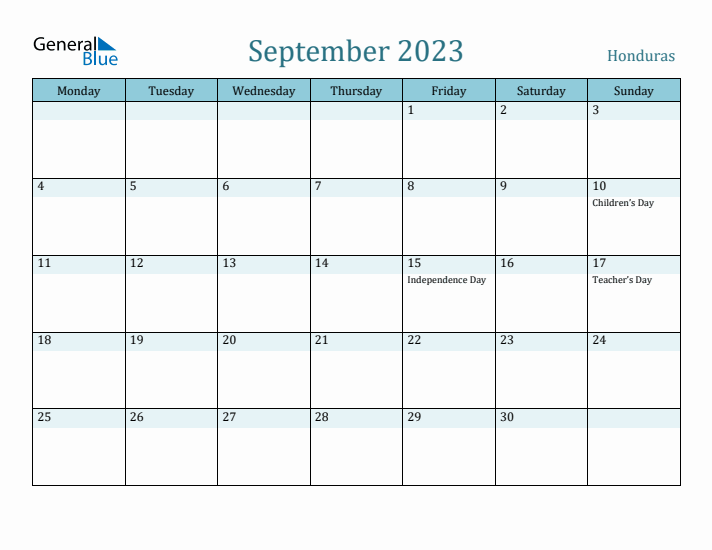 September 2023 Calendar with Holidays