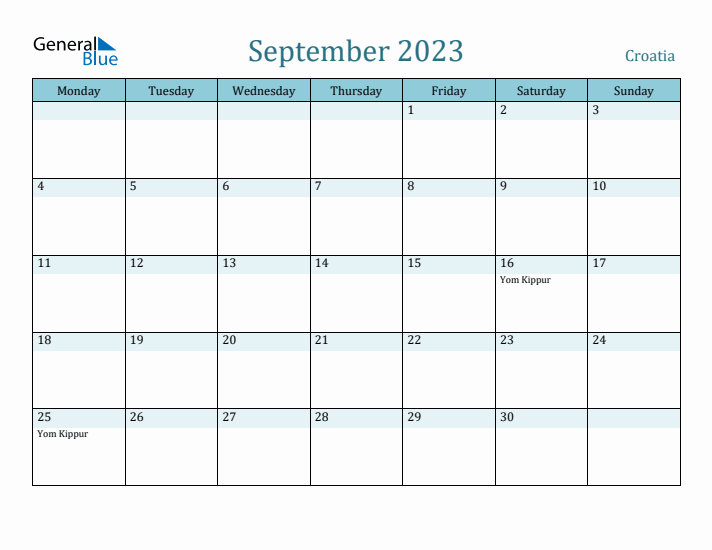 September 2023 Calendar with Holidays