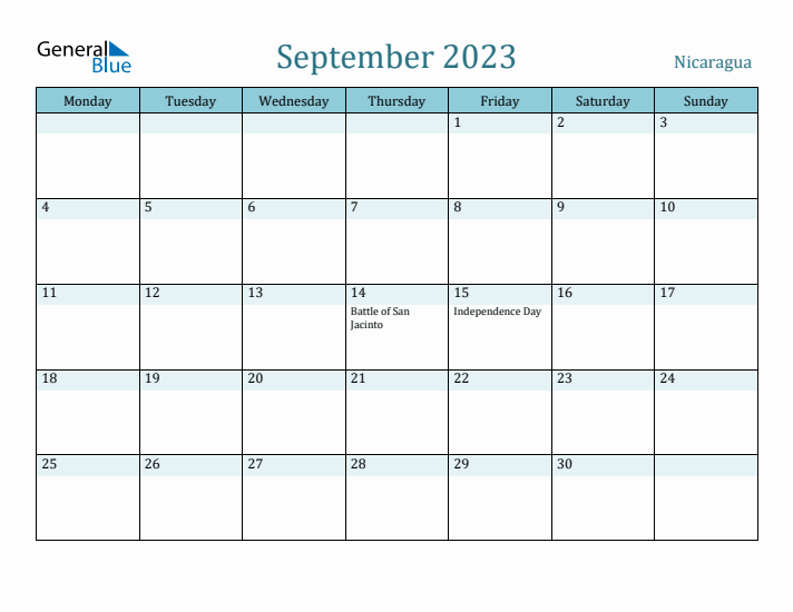 September 2023 Calendar with Holidays