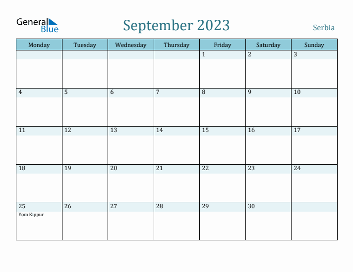 September 2023 Calendar with Holidays