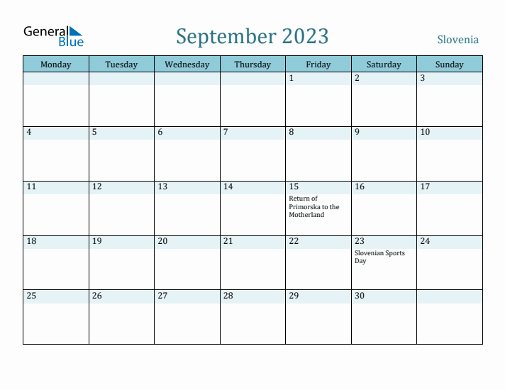 September 2023 Calendar with Holidays