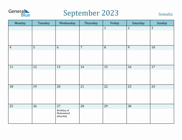 September 2023 Calendar with Holidays