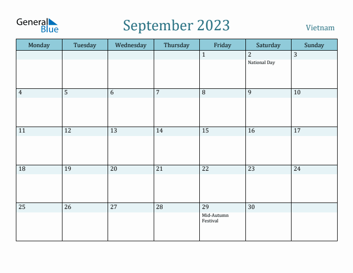 September 2023 Calendar with Holidays