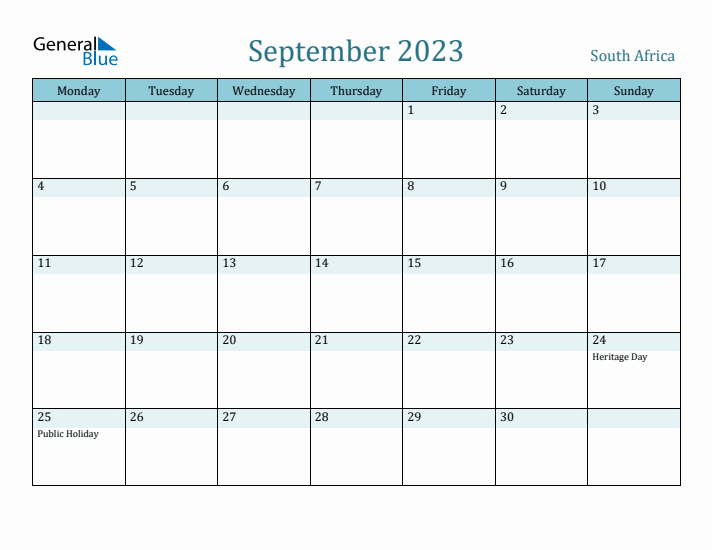 September 2023 Calendar with Holidays