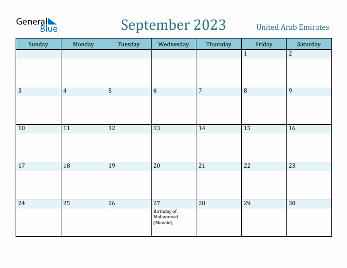 September 2023 Calendar with Holidays