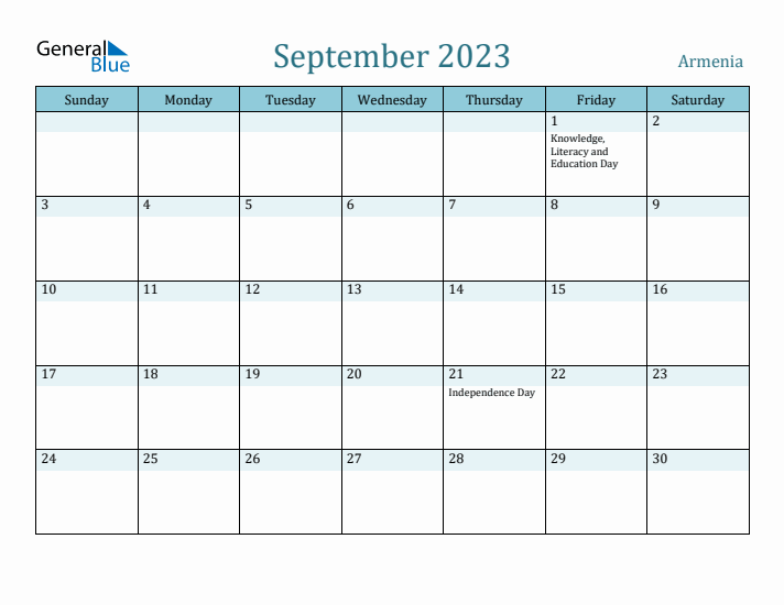 September 2023 Calendar with Holidays