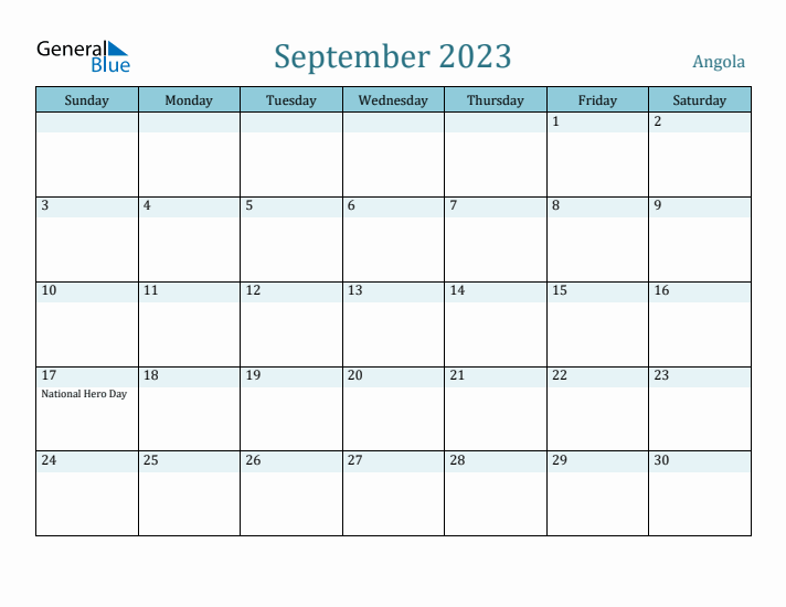 September 2023 Calendar with Holidays