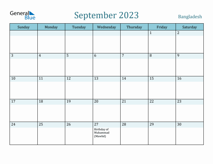 September 2023 Calendar with Holidays