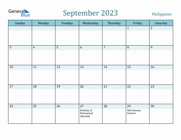 September 2023 Calendar with Holidays