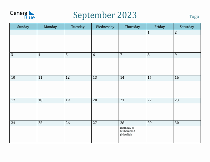 September 2023 Calendar with Holidays