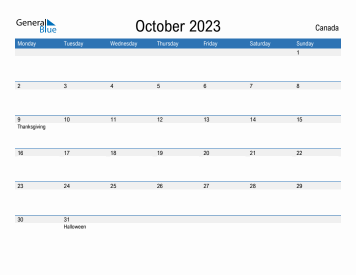 Fillable October 2023 Calendar