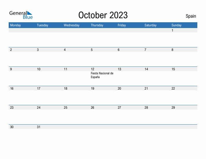 Fillable October 2023 Calendar