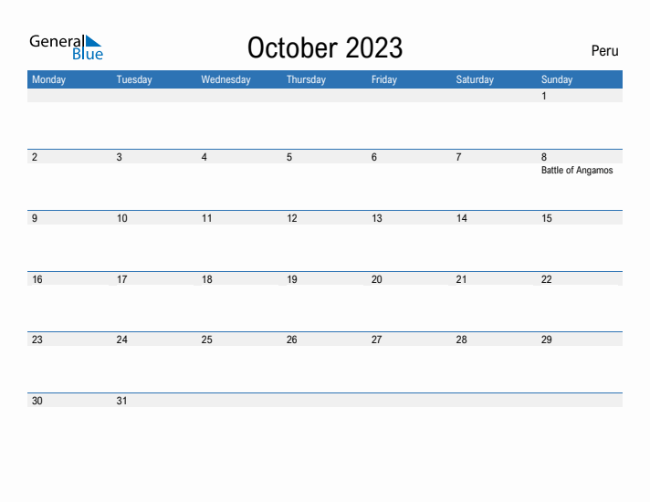 Fillable October 2023 Calendar