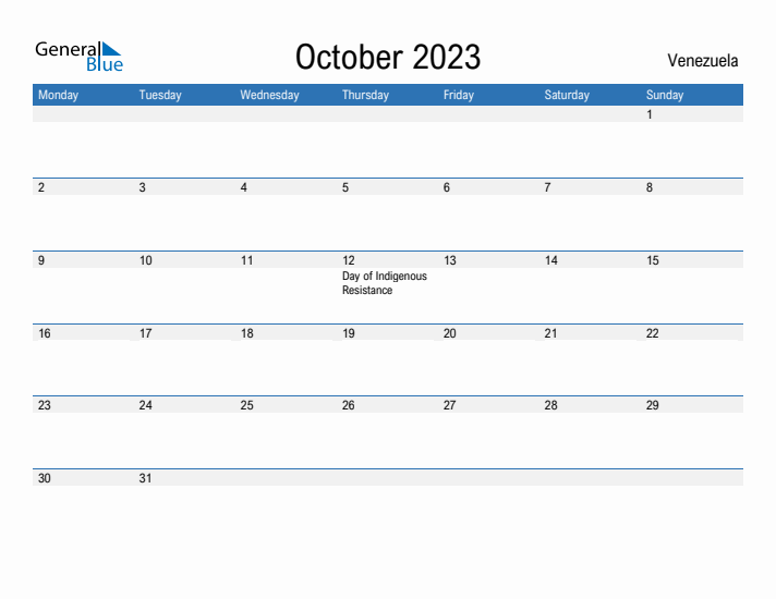 Fillable October 2023 Calendar