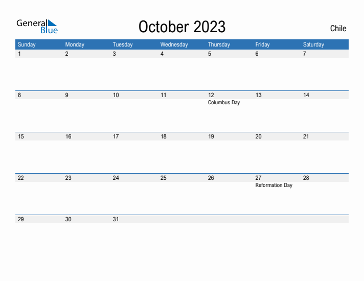 Fillable October 2023 Calendar