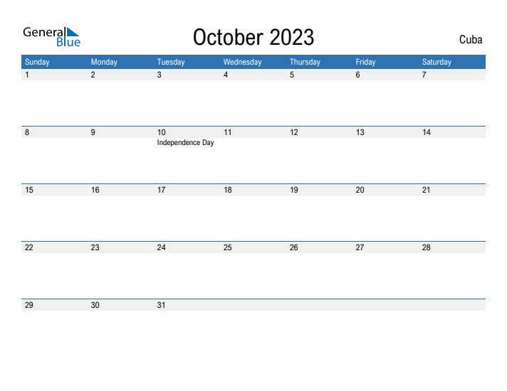 Fillable October 2023 Calendar