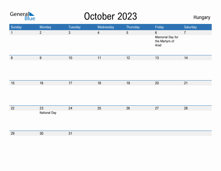 Fillable October 2023 Calendar