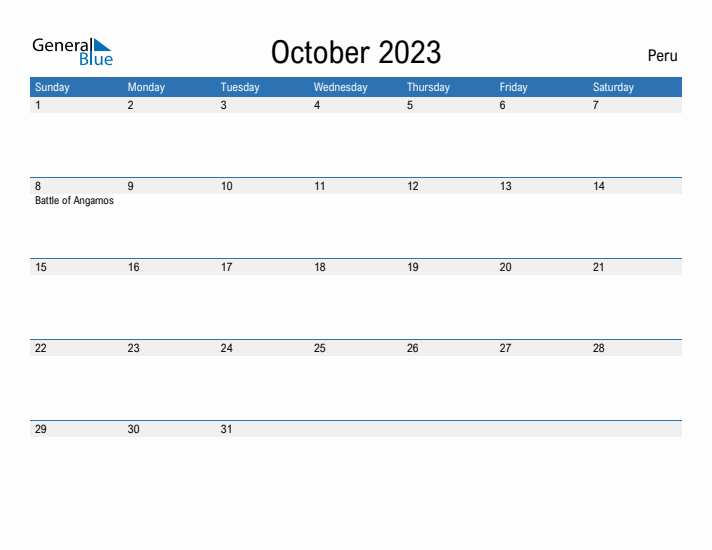 Fillable October 2023 Calendar