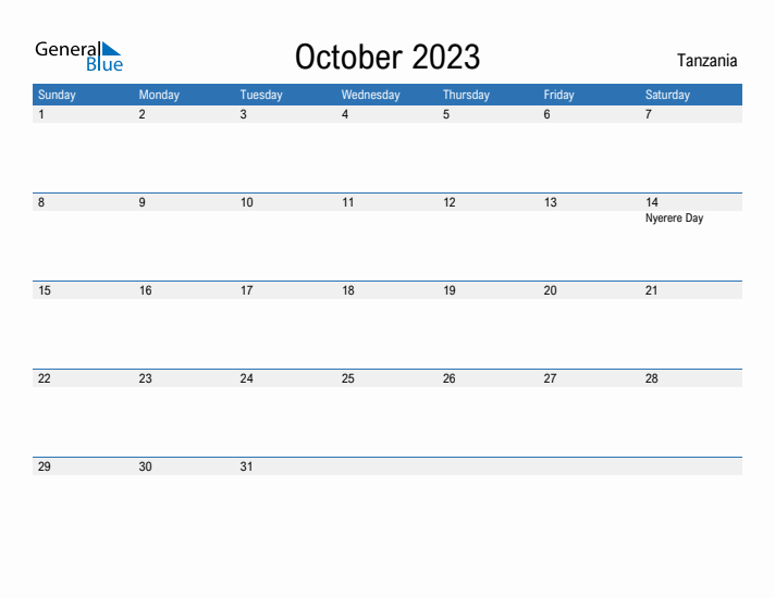 Fillable October 2023 Calendar