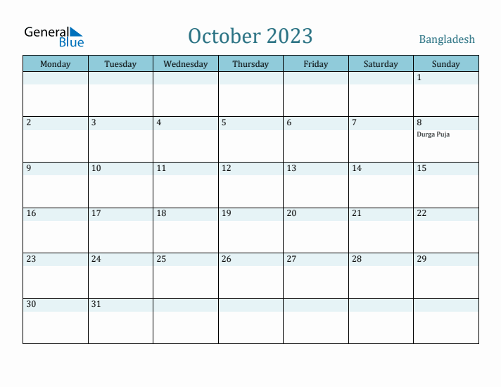 October 2023 Calendar with Holidays