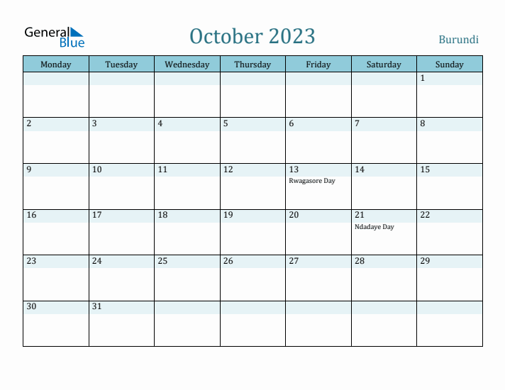 October 2023 Calendar with Holidays