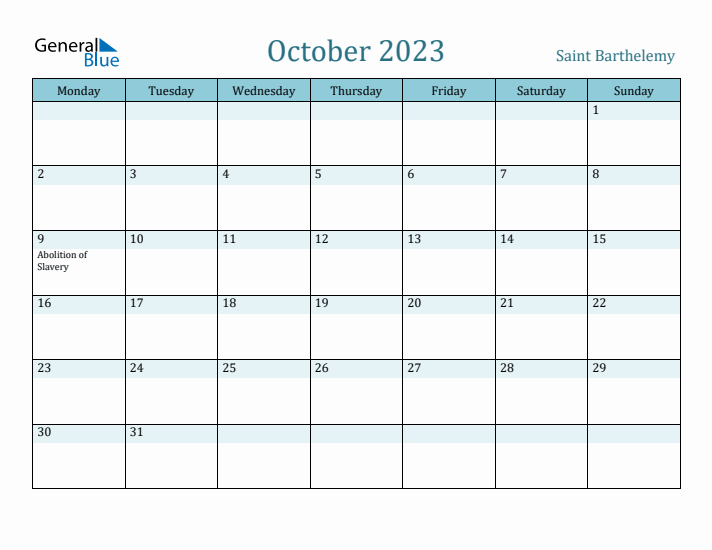 October 2023 Calendar with Holidays