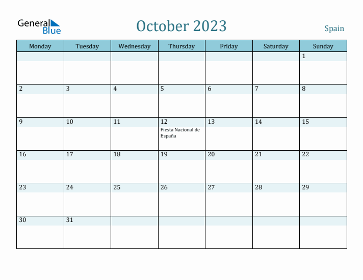 October 2023 Calendar with Holidays