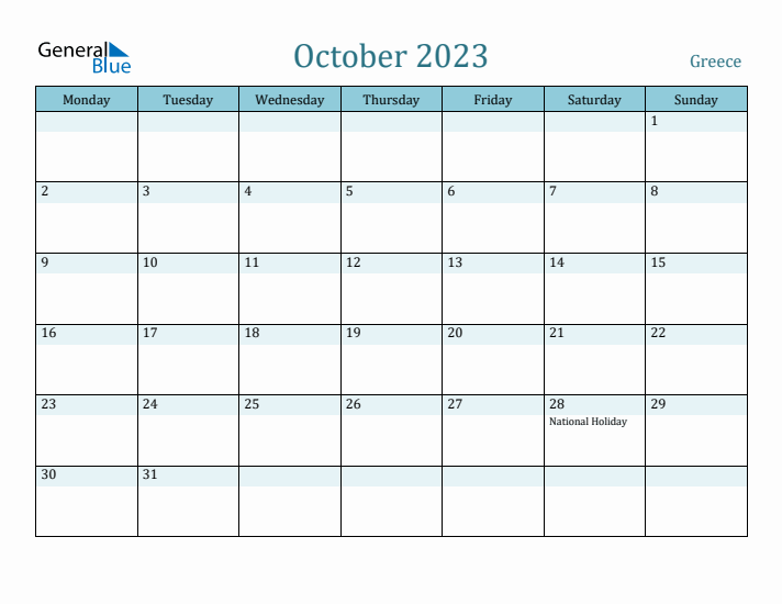 October 2023 Calendar with Holidays