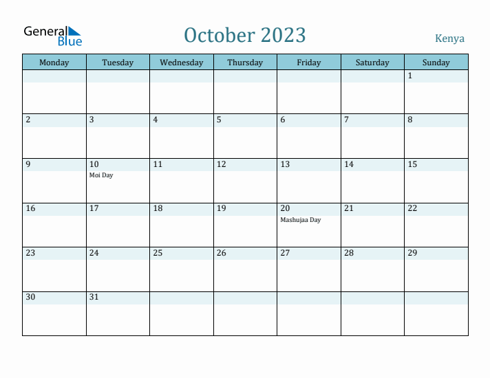 October 2023 Calendar with Holidays