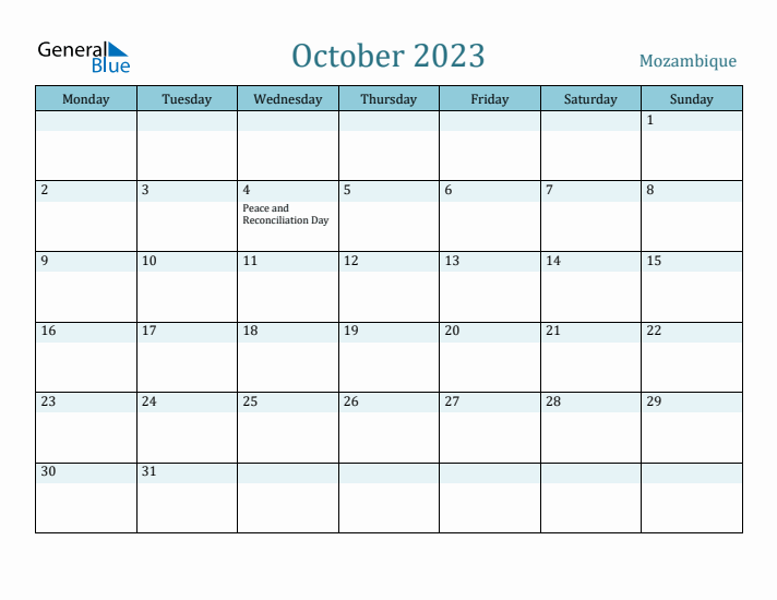 October 2023 Calendar with Holidays