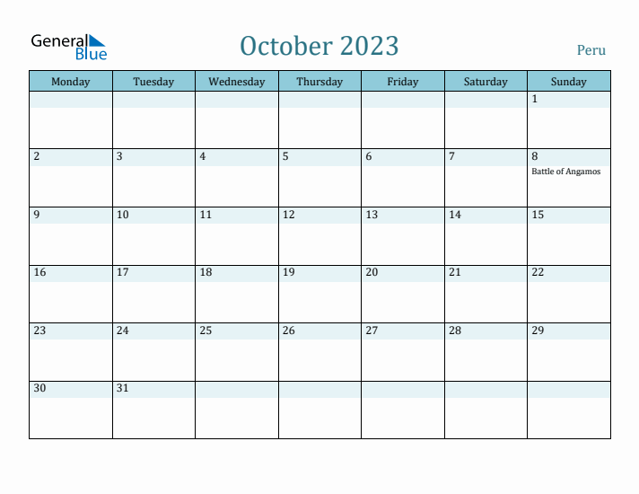 October 2023 Calendar with Holidays