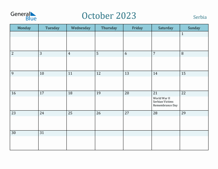 October 2023 Calendar with Holidays