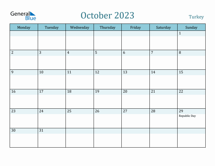 October 2023 Calendar with Holidays