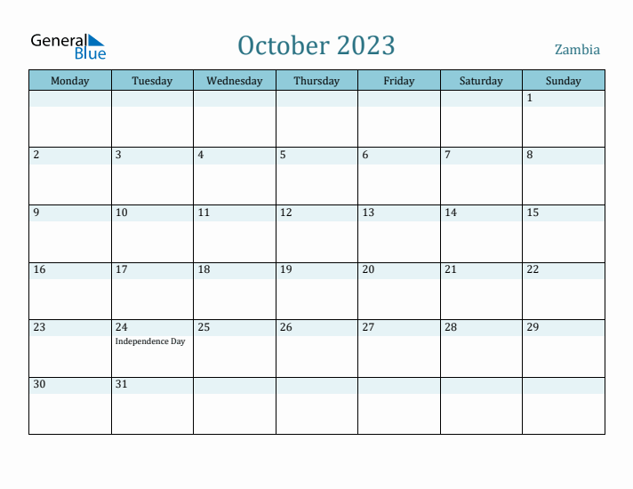 October 2023 Calendar with Holidays