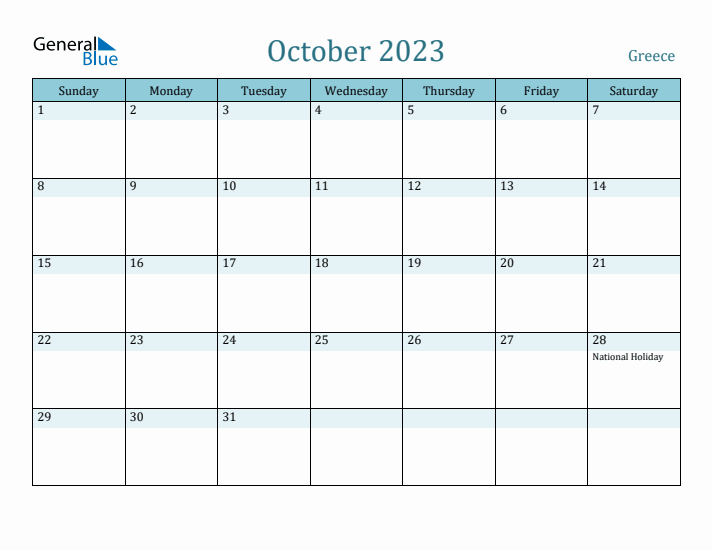 October 2023 Calendar with Holidays