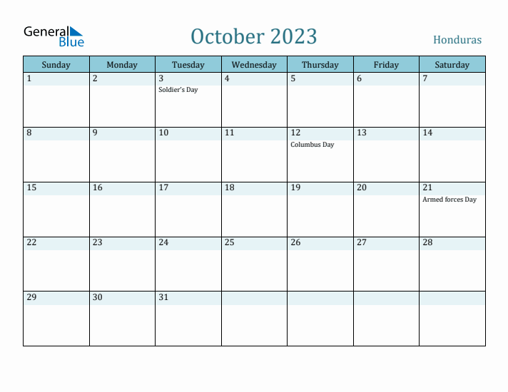 October 2023 Calendar with Holidays