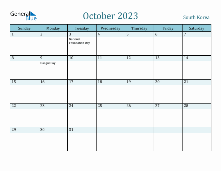 October 2023 Calendar with Holidays