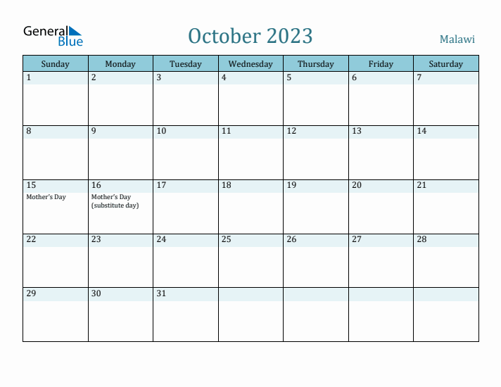 October 2023 Calendar with Holidays