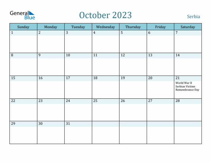 October 2023 Calendar with Holidays