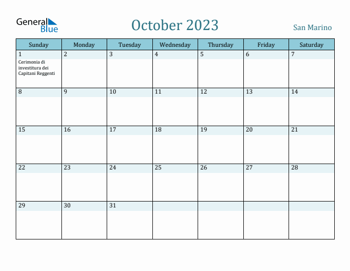 October 2023 Calendar with Holidays