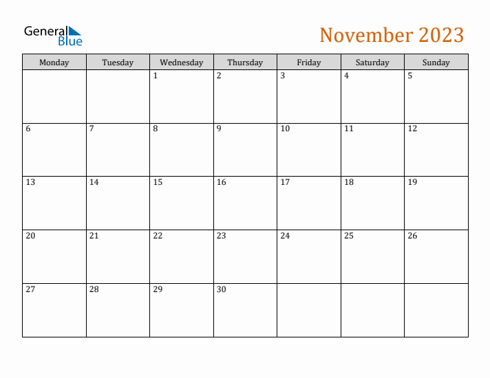 Editable November 2023 Calendar